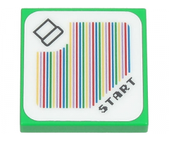 Tile 2 x 2 with Super Mario Scanner Code Pipe and 'START', Round Corner Pattern (Sticker) - Set 71403