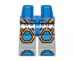 Hips and Light Bluish Gray Legs with Blue Armor and Orange and Yellow Circuitry, Blue Hexagonal Knee Pads and Blue Boots Pattern