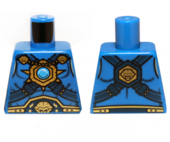 Torso Armor Vest, Lion Belt, Chain and Gold and Blue Round Jewel (Chi) Pattern