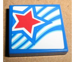 Tile 2 x 2 with Red Star Pattern (Sticker) - Set 9094