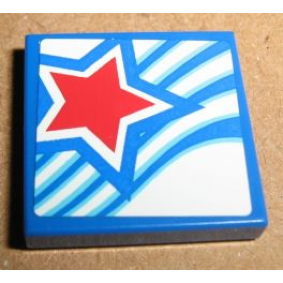 Tile 2 x 2 with Red Star Pattern (Sticker) - Set 9094