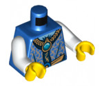 Torso Robe with Gold and Dark Blue Collar and Dark Azure Round Jewel (Chi) Pattern / White Arms / Yellow Hands