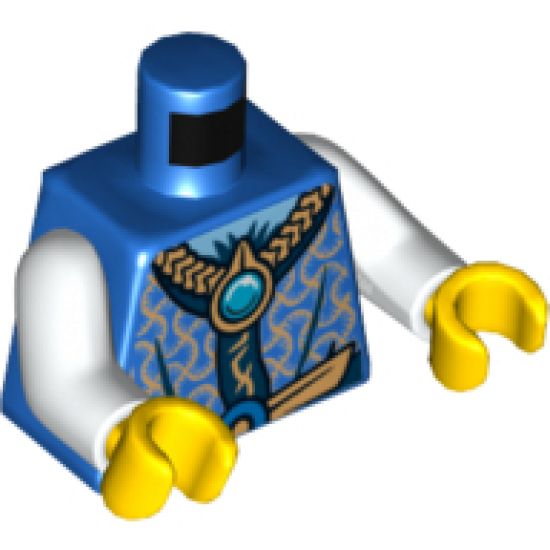 Torso Robe with Gold and Dark Blue Collar and Dark Azure Round Jewel (Chi) Pattern / White Arms / Yellow Hands