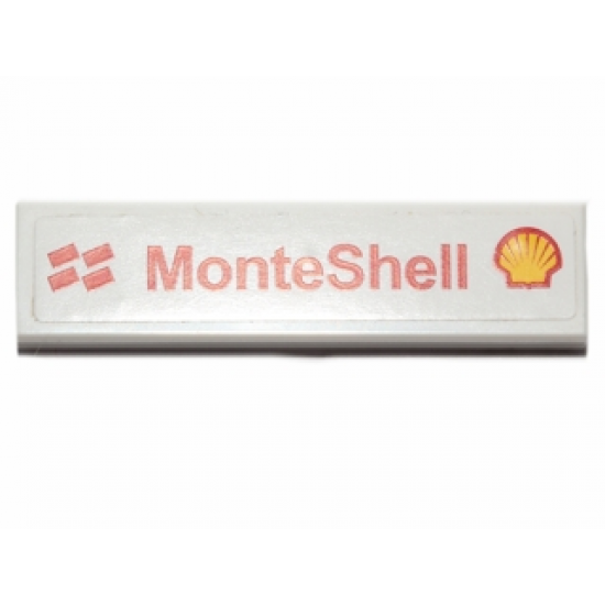 Tile 1 x 4 with Red 'MonteShell' and Shell Logo Pattern (Sticker) - Set 30192