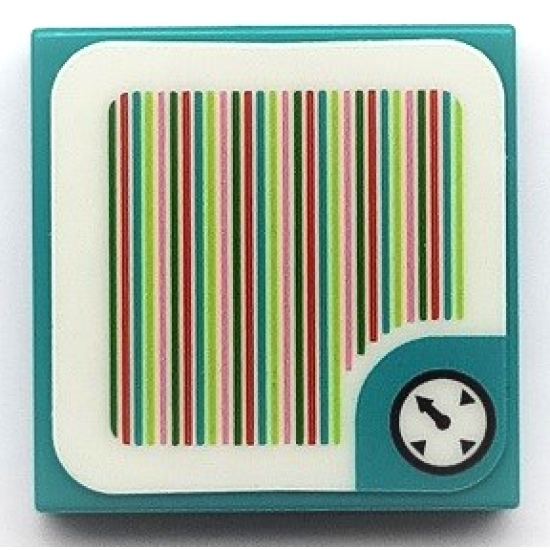 Tile 2 x 2 with Super Mario Scanner Code Time Block / Timer / Clock Pattern (Sticker) - Sets 71389 / 71408