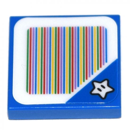 Tile 2 x 2 with Super Mario Scanner Code Super Star Block Pattern (Sticker) - Sets 30389 / 71367 / 71377 / 71383 / 71388 / 71400 / 71419