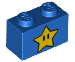 Brick 1 x 2 with Yellow Star and Black Eyes Pattern