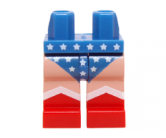 Hips and Red Legs with Light Nougat Legs and Blue Short Swimsuit with White Stars Pattern