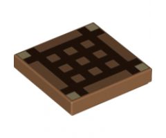 Tile 2 x 2 with Dark Brown Minecraft Crafting Table Grid Pattern