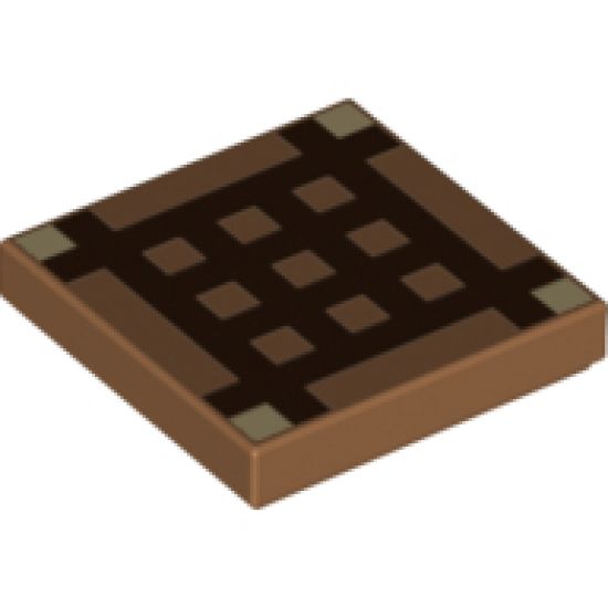 Tile 2 x 2 with Dark Brown Minecraft Crafting Table Grid Pattern