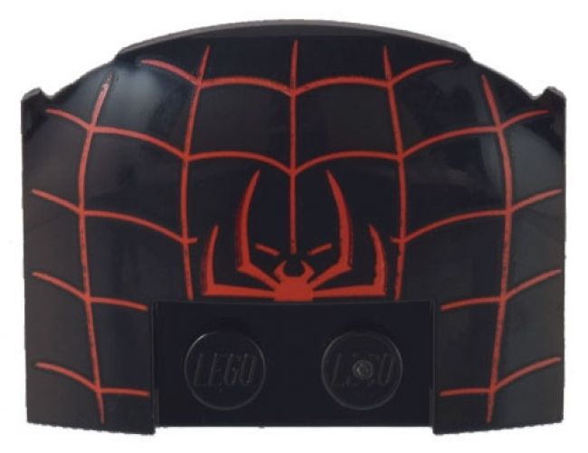 Wedge 3 x 4 x 2/3 Triple Curved with Red Spider Half and Web Pattern