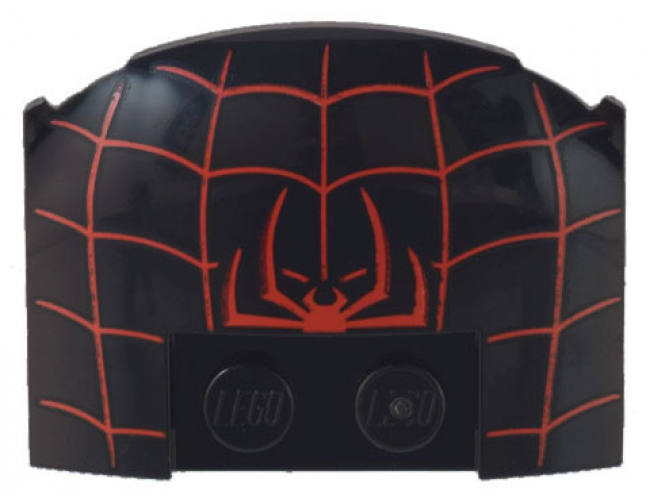 Wedge 3 x 4 x 2/3 Triple Curved with Red Spider Half and Web Pattern