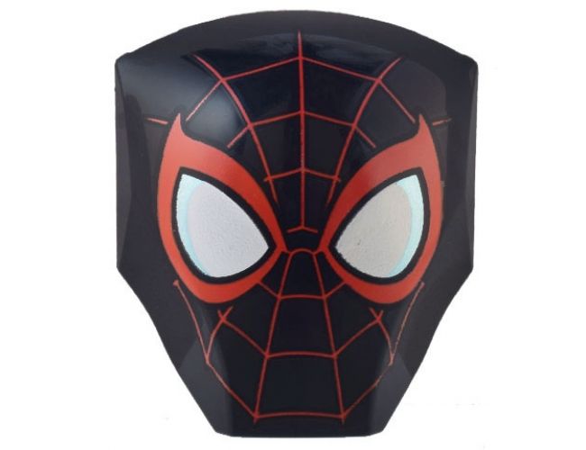 Large Figure Armor, Smooth with 2 x 2 Round Brick Attachment with Red Spider Web Miles Morales Mask Pattern