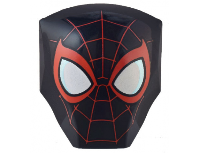 Large Figure Armor, Smooth with 2 x 2 Round Brick Attachment with Red Spider Web Miles Morales Mask Pattern