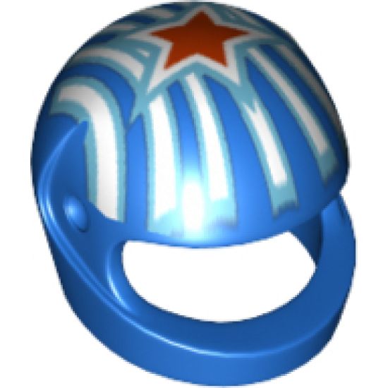 Minifigure, Headgear Helmet Motorcycle (Standard) with Stripes and Red Star Pattern