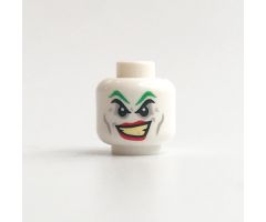 Minifigure, Head Male Green Eyebrows, Wide Angled Smile with Red Lips Pattern (The Joker) - Hollow Stud
