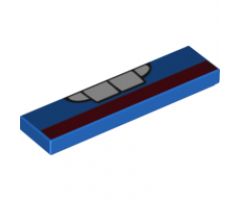 Tile 1 x 4 with Teeth and Dark Red Stripe Pattern (9479)