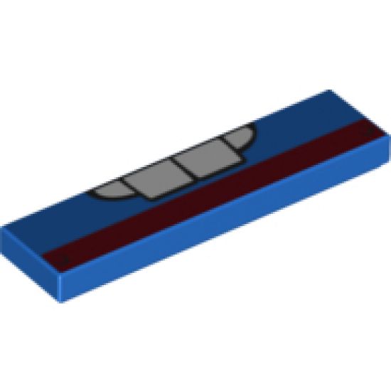 Tile 1 x 4 with Teeth and Dark Red Stripe Pattern (9479)