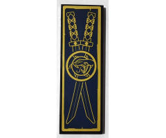 Tile 2 x 6 with 2 Gold Katanas and Snake Head Emblem on Dark Blue Background Pattern (Sticker) - Set 71735