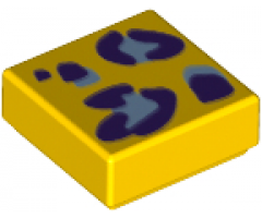 Tile 1 x 1 with Bright Light Blue and Dark Purple Leopard Spots Pattern