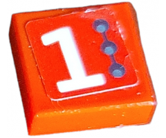 Tile 1 x 1 with White Number 1 and 3 Small Circles Pattern Model Left Side (Sticker) - Set 75872