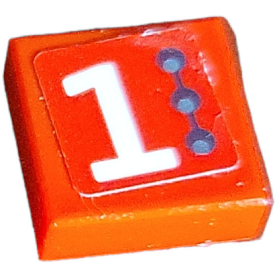 Tile 1 x 1 with White Number 1 and 3 Small Circles Pattern Model Left Side (Sticker) - Set 75872