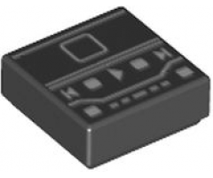 Tile 1 x 1 with Digital Music Player Screen with White Lines, Squares, and Play Triangle Pattern