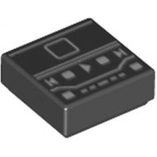 Tile 1 x 1 with Digital Music Player Screen with White Lines, Squares, and Play Triangle Pattern