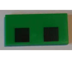 Tile 2 x 4 with Two Black and Dark Green Squares Pattern (Creeper Eyes)