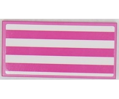 Tile 2 x 4 with Dark Pink and White Stripes Pattern (Sticker) - Set 41430