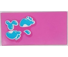 Tile 2 x 4 with Medium Azure Water Splashes and Wet Footprints Pattern (Sticker) - Set 41430