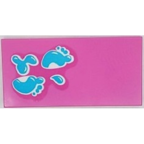 Tile 2 x 4 with Medium Azure Water Splashes and Wet Footprints Pattern (Sticker) - Set 41430