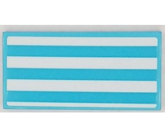 Tile 2 x 4 with Medium Azure and White Stripes Pattern (Sticker) - Set 41430