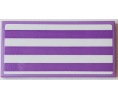 Tile 2 x 4 with Medium Lavender and White Stripes Pattern (Sticker) - Set 41430