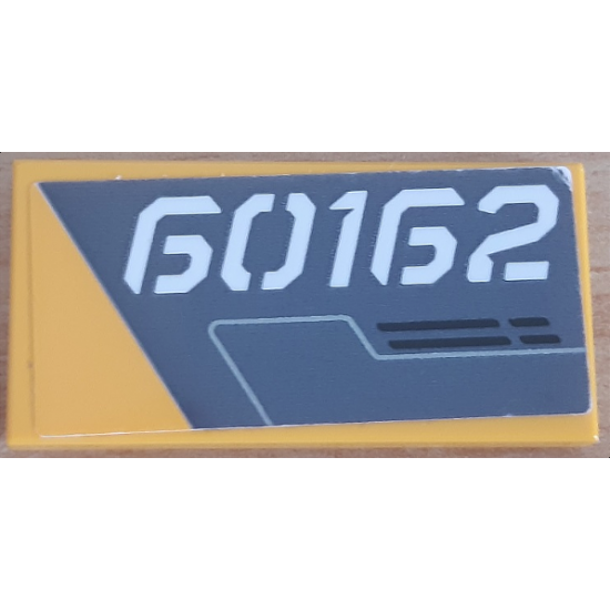 Tile 2 x 4 with '60162' on Dark Bluish Gray Background Pattern Model Right Side (Sticker) - Set 60162