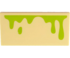 Tile 2 x 4 with Lime Slime Dripping Pattern (BrickHeadz Peter Venkman Forehead)
