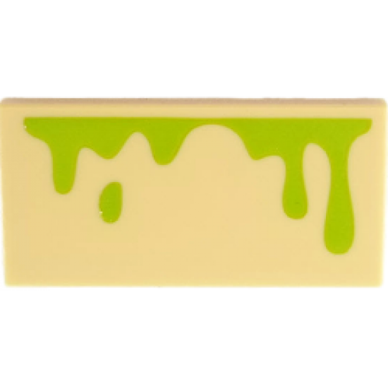 Tile 2 x 4 with Lime Slime Dripping Pattern (BrickHeadz Peter Venkman Forehead)