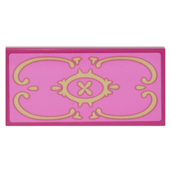 Tile 2 x 4 with Gold Scrollwork Pattern (Sticker) - Set 41067