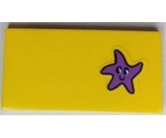 Tile 2 x 4 with Medium Lavender Starfish with Face Pattern (Sticker) - Set 41430