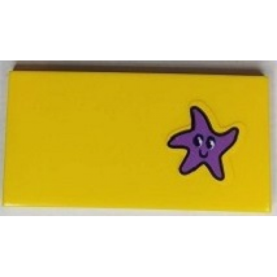 Tile 2 x 4 with Medium Lavender Starfish with Face Pattern (Sticker) - Set 41430