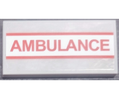 Tile 2 x 4 with Red 'AMBULANCE' and Stripes on White Background Pattern (Sticker) - Set 60204