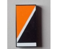 Tile 2 x 4 with Orange Triangle at Upper Left of Diagonal White Line Pattern