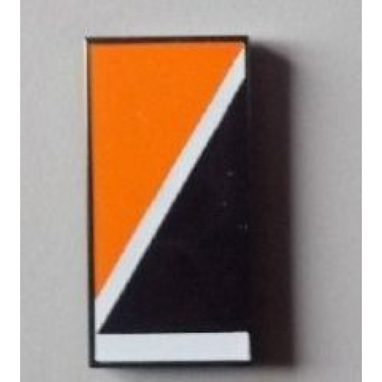Tile 2 x 4 with Orange Triangle at Upper Left of Diagonal White Line Pattern