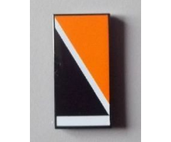 Tile 2 x 4 with Orange Triangle at Upper Right of Diagonal White Line Pattern
