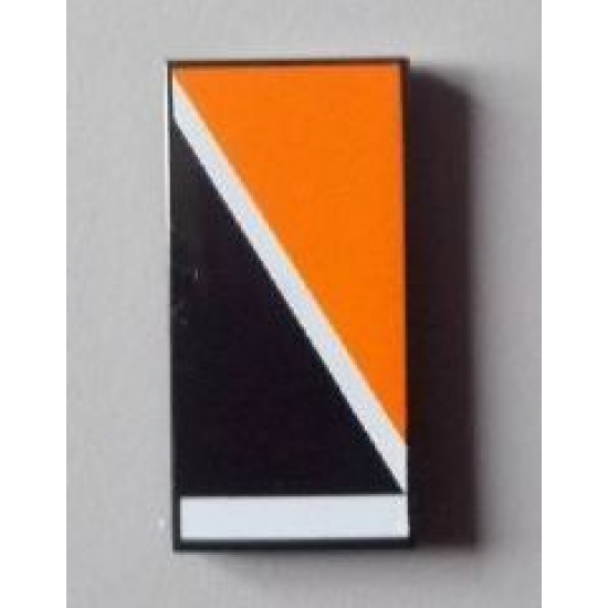 Tile 2 x 4 with Orange Triangle at Upper Right of Diagonal White Line Pattern