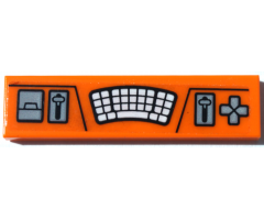 Tile 1 x 4 with Keyboard, Buttons, and Levers Pattern (Sticker) - Set 60194