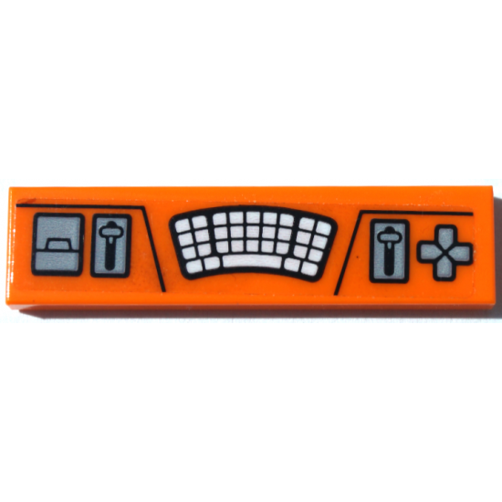 Tile 1 x 4 with Keyboard, Buttons, and Levers Pattern (Sticker) - Set 60194