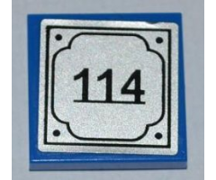 Tile 2 x 2 with '114' on Silver Background Pattern (Sticker) - Set 8403