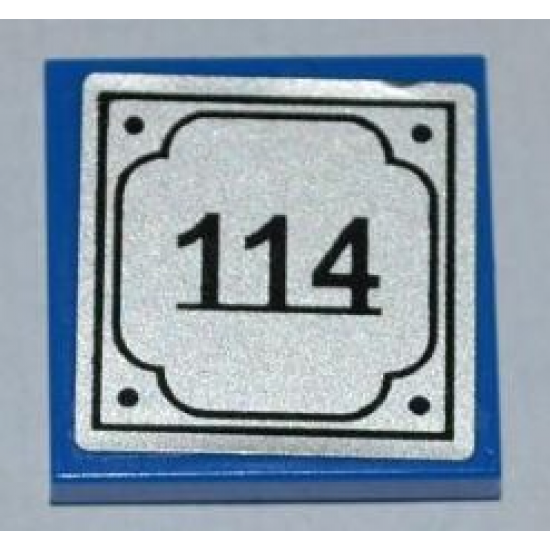 Tile 2 x 2 with '114' on Silver Background Pattern (Sticker) - Set 8403