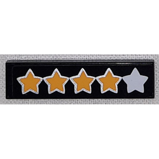 Tile 1 x 4 with Silver Star and 4 Yellow Stars with Outline Pattern (Sticker) - Set 41057